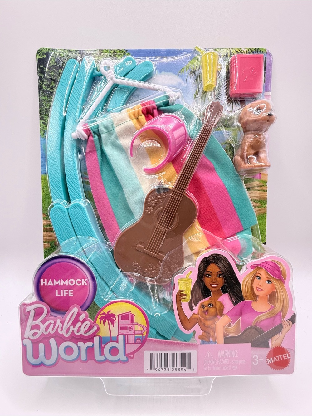 Barbie World Hammock Life Camping Accessory Set Guitar Puppy Visor Drink Book